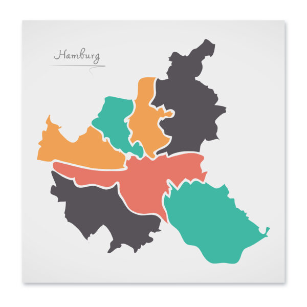 Hamburg Stadtkarte Abstrakt mit runden Formen Poster 60x60cm