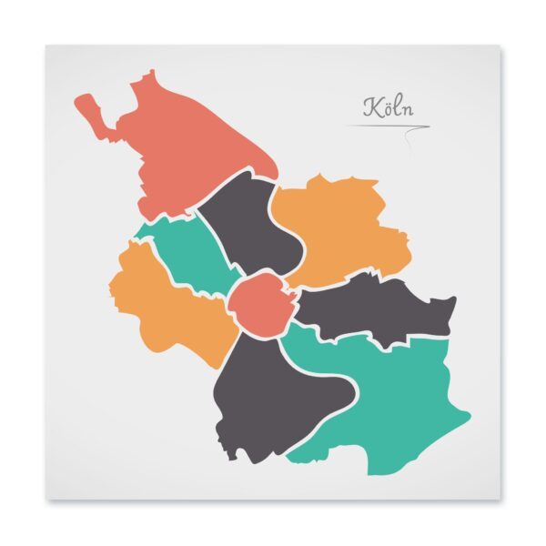 Köln Stadtkarte mit runden Formen Poster 50x50cm