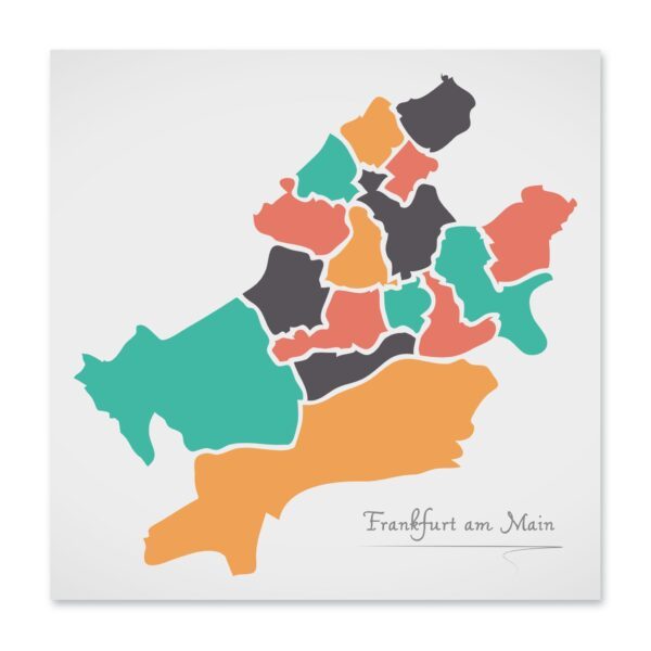 Frankfurt am Main Stadtkarte mit runden Formen Poster 50x50cm