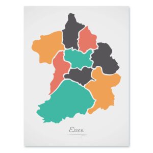 Essen Stadtkarte mit runden Formen Poster