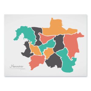 Hannover Stadtkarte mit runden Formen Poster