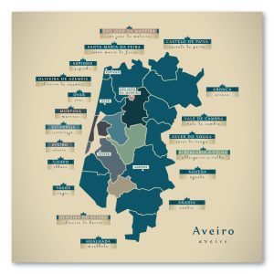 Aveiro Karte (Portugal) - Moderne Landkarte - Wandbild Kunstdruck Poster Map