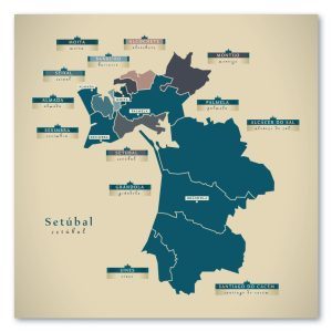 Setubal Karte (Portugal) - Moderne Landkarte - Wandbild Kunstdruck Poster Map