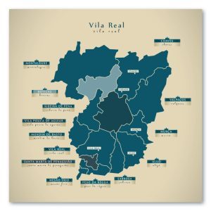 Vila Real Karte (Portugal) - Moderne Landkarte - Wandbild Kunstdruck Poster Map