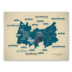 Coimbra Karte (Portugal) - Moderne Landkarte - Wandbild Kunstdruck Poster Map
