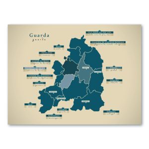 Guarda Karte (Portugal) - Moderne Landkarte - Wandbild Kunstdruck Poster Map