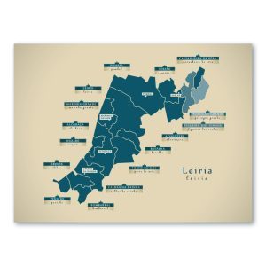 Leiria Karte (Portugal) - Moderne Landkarte - Wandbild Kunstdruck Poster Map