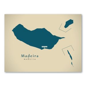 Madeira Karte (Portugal) - Moderne Landkarte - Wandbild Kunstdruck Poster Map