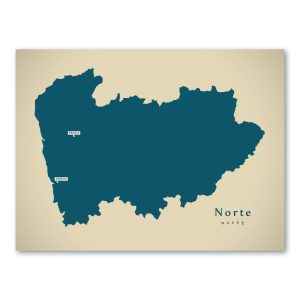 Norte Karte (Portugal) - Moderne Landkarte - Wandbild Kunstdruck Poster Map