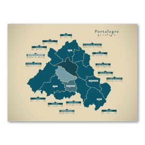 Portalegre Karte (Portugal) - Moderne Landkarte - Wandbild Kunstdruck Poster Map