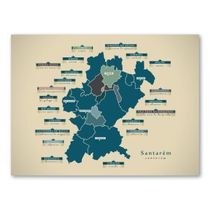 Santarem Karte (Portugal) - Moderne Landkarte - Wandbild Kunstdruck Poster Map