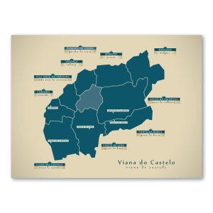 Viana do Castelo Karte (Portugal) - Moderne Landkarte - Wandbild Kunstdruck Poster Map