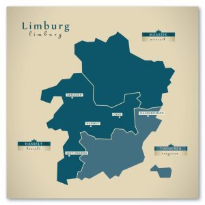 Limburg Karte (Belgien) - Moderne Landkarte - Wandbild Kunstdruck Poster Map