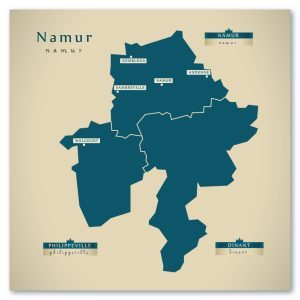 Namur Karte (Belgien) - Moderne Landkarte - Wandbild Kunstdruck Poster Map