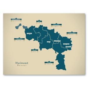 Hainaut Karte (Belgien) - Moderne Landkarte - Wandbild Kunstdruck Poster Map