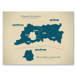Vlaams Brabant and Bruxelles Karte (Belgien) - Moderne Landkarte - Wandbild Kunstdruck Poster Map