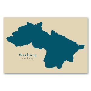 Warburg Karte (Nordrhein-Westfalen) - Moderne Landkarte - Wandbild Kunstdruck Poster Map
