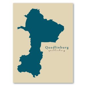 Quedlinburg Karte (Sachsen-Anhalt) - Moderne Landkarte - Wandbild Kunstdruck Poster Map