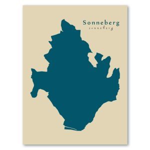 Sonneberg Karte (Thüringen) - Moderne Landkarte - Wandbild Kunstdruck Poster Map