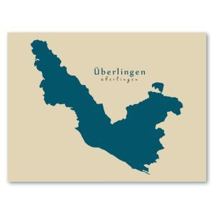 Überlingen Karte (Baden-Württemberg) - Moderne Landkarte - Wandbild Kunstdruck Poster Map