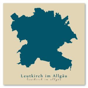 Leutkirch im Allgäu Karte (Baden-Württemberg) - Moderne Landkarte - Wandbild Kunstdruck Poster Map