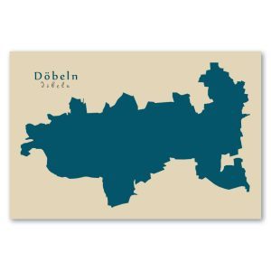 Döbeln Karte (Sachsen) - Moderne Landkarte - Wandbild Kunstdruck Poster Map