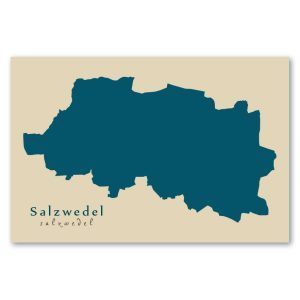 Salzwedel Karte (Sachsen-Anhalt) - Moderne Landkarte - Wandbild Kunstdruck Poster Map