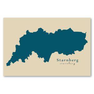 Starnberg Karte (Bayern) - Moderne Landkarte - Wandbild Kunstdruck Poster Map