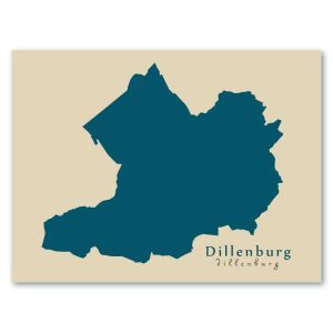 Dillenburg Karte (Hessen) - Moderne Landkarte - Wandbild Kunstdruck Poster Map