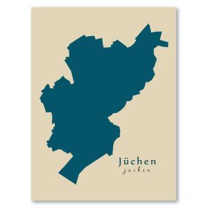 Jüchen Karte (Nordrhein-Westfalen) - Moderne Landkarte - Wandbild Kunstdruck Poster Map