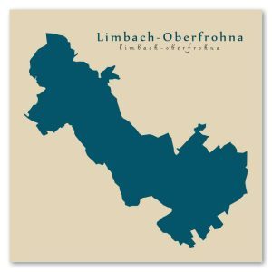 Limbach-Oberfrohna Karte (Sachsen) - Moderne Landkarte - Wandbild Kunstdruck Poster Map