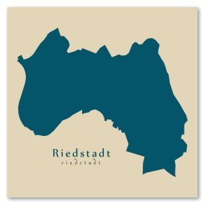 Riedstadt Karte (Hessen) - Moderne Landkarte - Wandbild Kunstdruck Poster Map