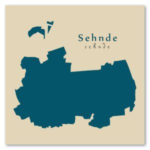 Sehnde Karte (Niedersachsen) - Moderne Landkarte - Wandbild Kunstdruck Poster Map