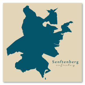 Senftenberg Karte (Brandenburg) - Moderne Landkarte - Wandbild Kunstdruck Poster Map