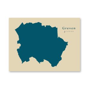 Greven Karte (Nordrhein-Westfalen) - Moderne Landkarte - Wandbild Kunstdruck Poster Map