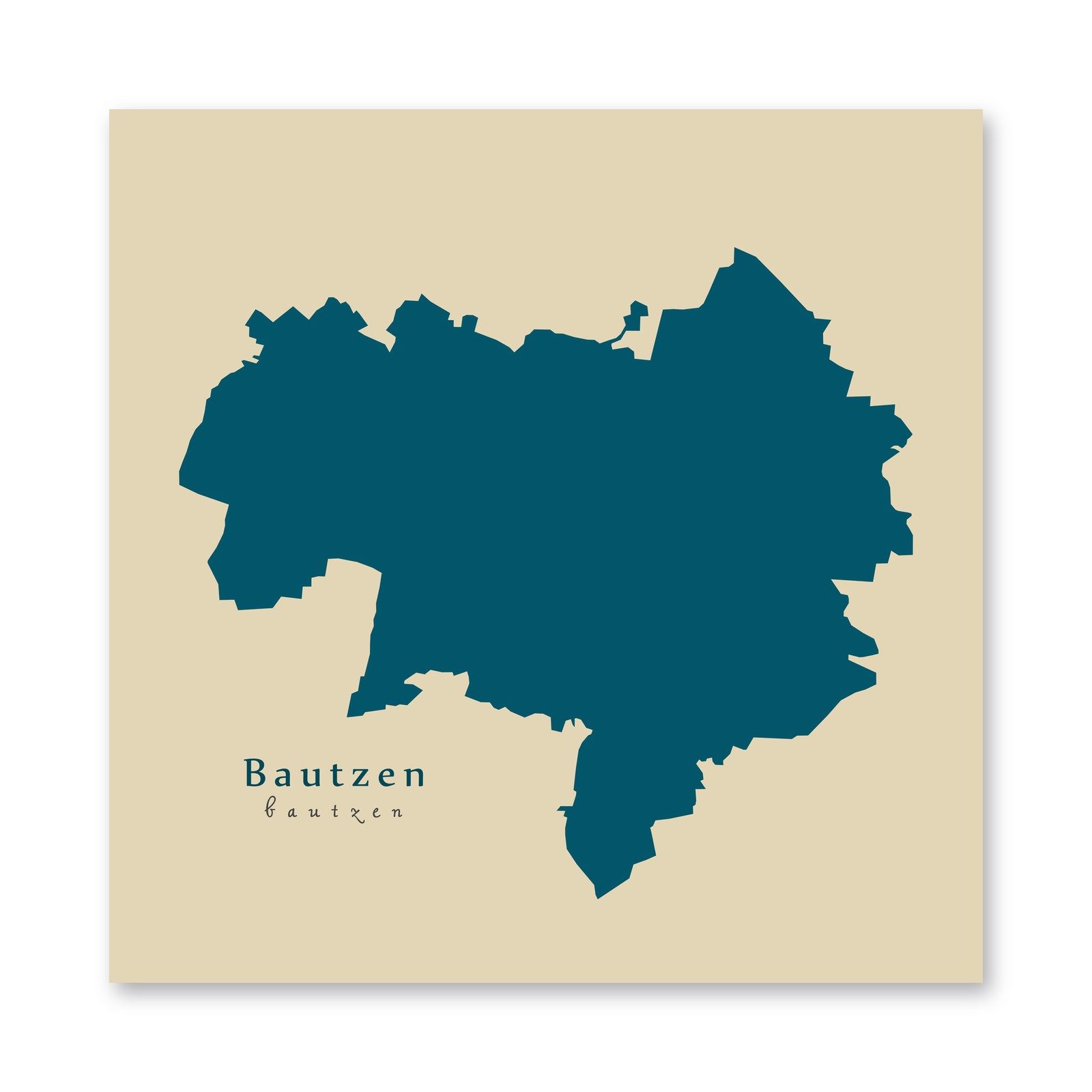 Bautzen Karte (Sachsen) - Moderne Landkarte - Wandbild Kunstdruck Poster Map