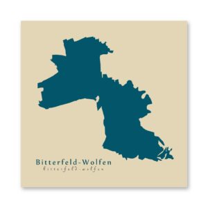 Bitterfeld-Wolfen Karte (Sachsen-Anhalt) - Moderne Landkarte - Wandbild Kunstdruck Poster Map