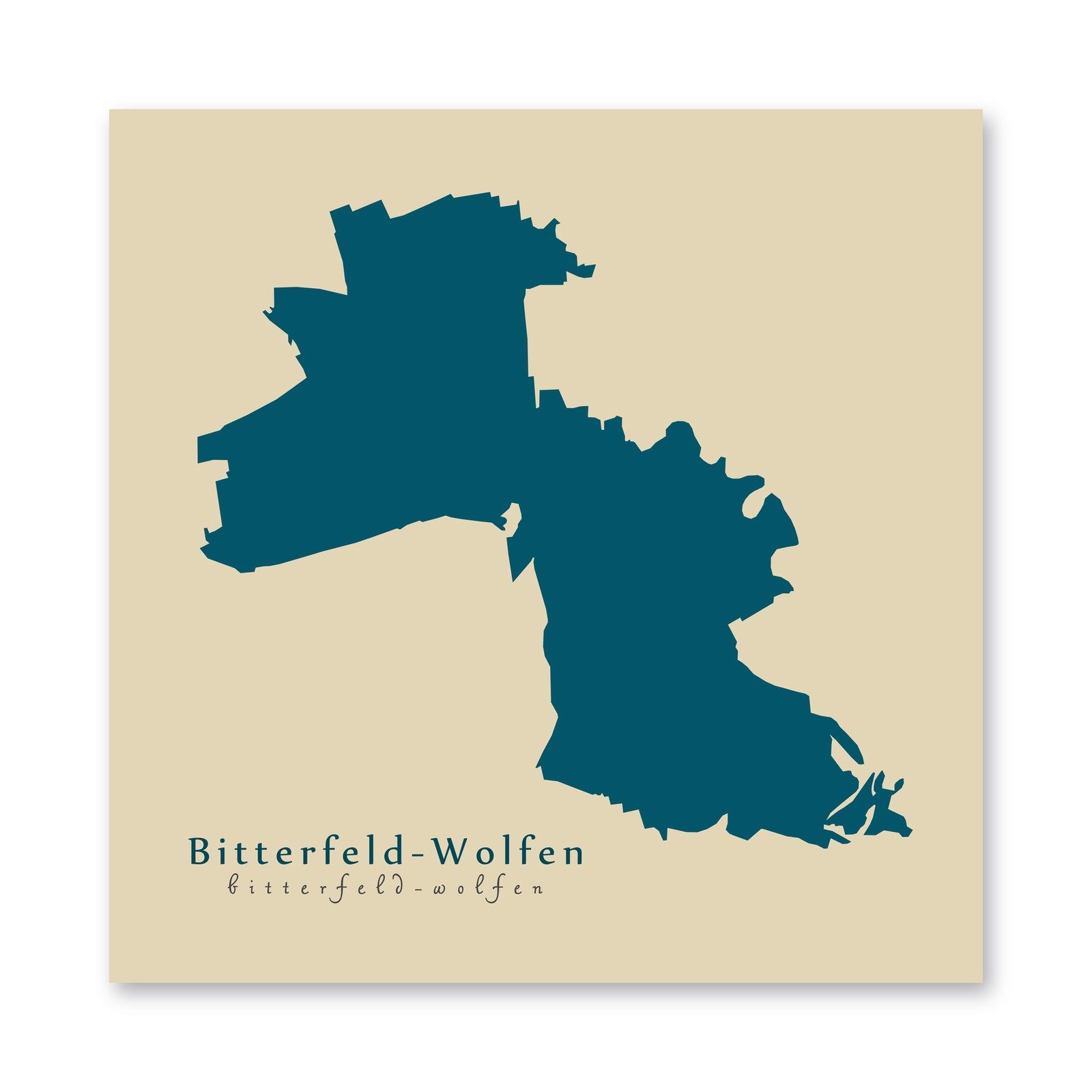 Bitterfeld-Wolfen Karte (Sachsen-Anhalt) - Moderne Landkarte - Wandbild Kunstdruck Poster Map