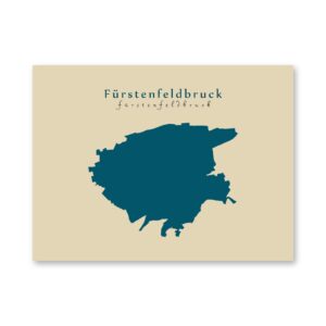 Fürstenfeldbruck Karte (Bayern) - Moderne Landkarte - Wandbild Kunstdruck Poster Map