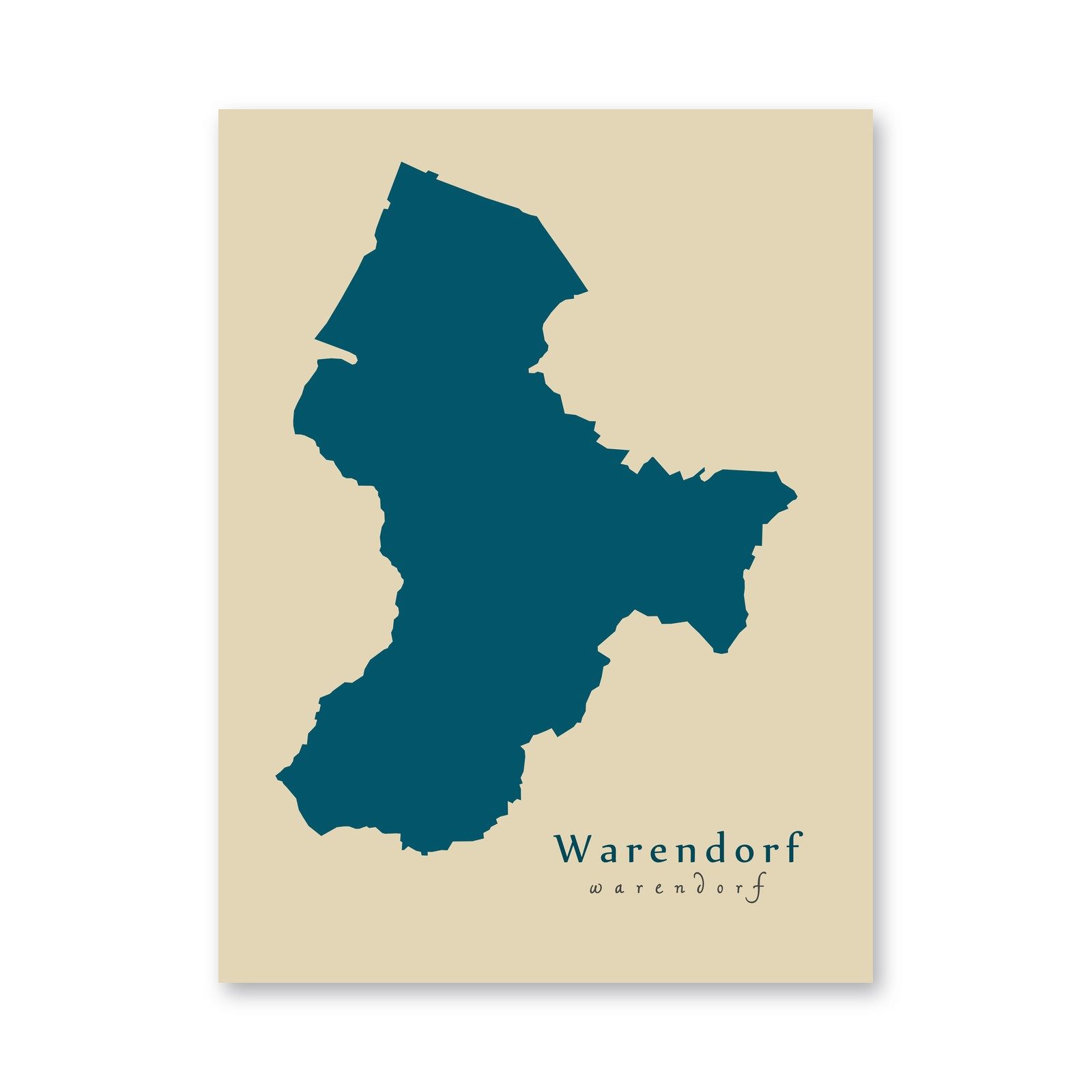 Warendorf Karte (Nordrhein-Westfalen) - Moderne Landkarte - Wandbild Kunstdruck Poster Map
