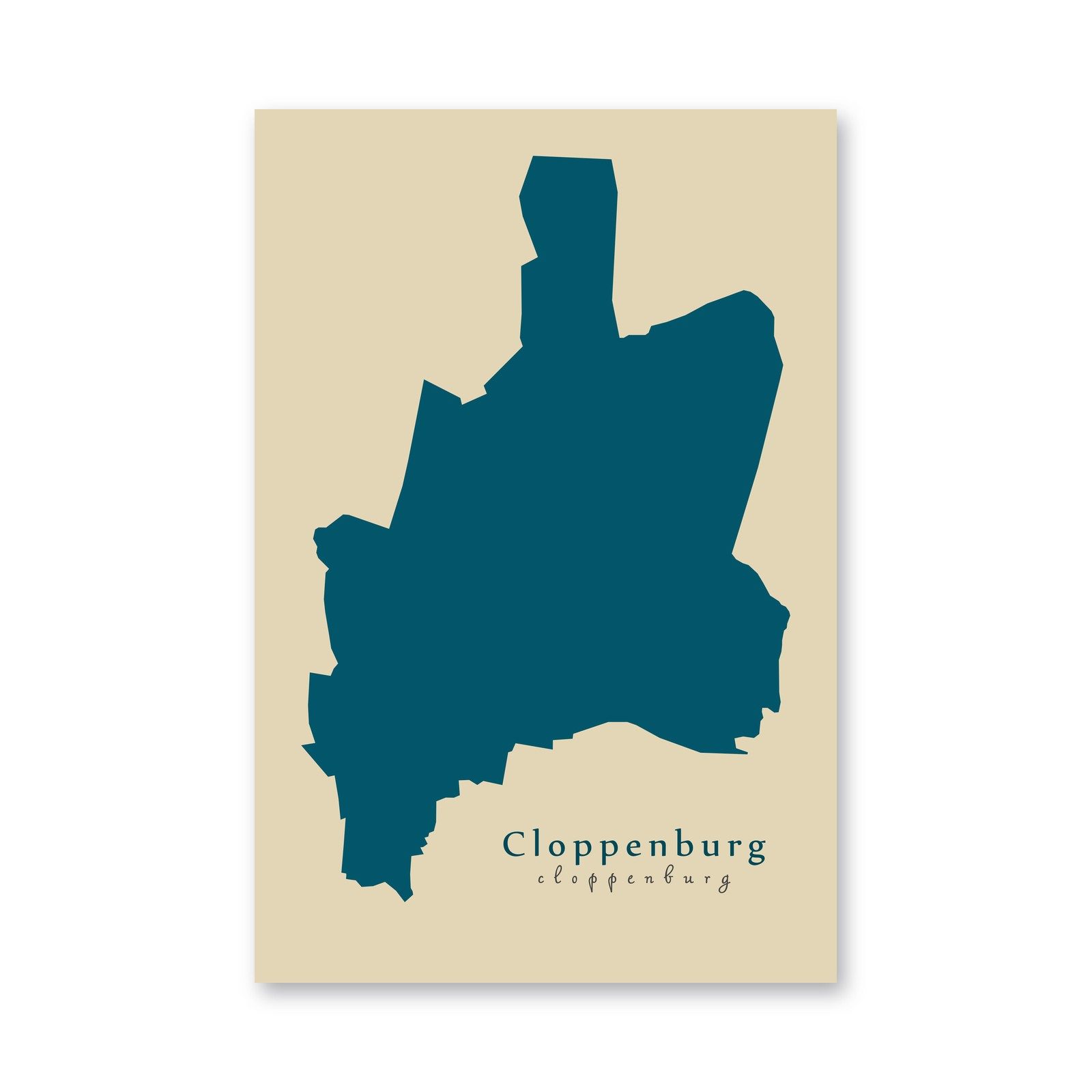 Cloppenburg Karte (Niedersachsen) - Moderne Landkarte - Wandbild Kunstdruck Poster Map