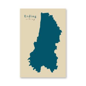 Erding Karte (Bayern) - Moderne Landkarte - Wandbild Kunstdruck Poster Map