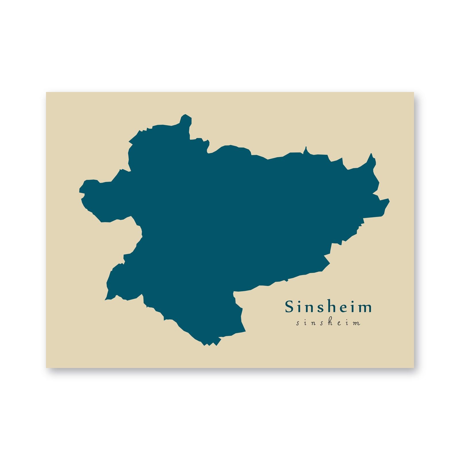 Sinsheim Karte (Baden-Württemberg) - Moderne Landkarte - Wandbild Kunstdruck Poster Map
