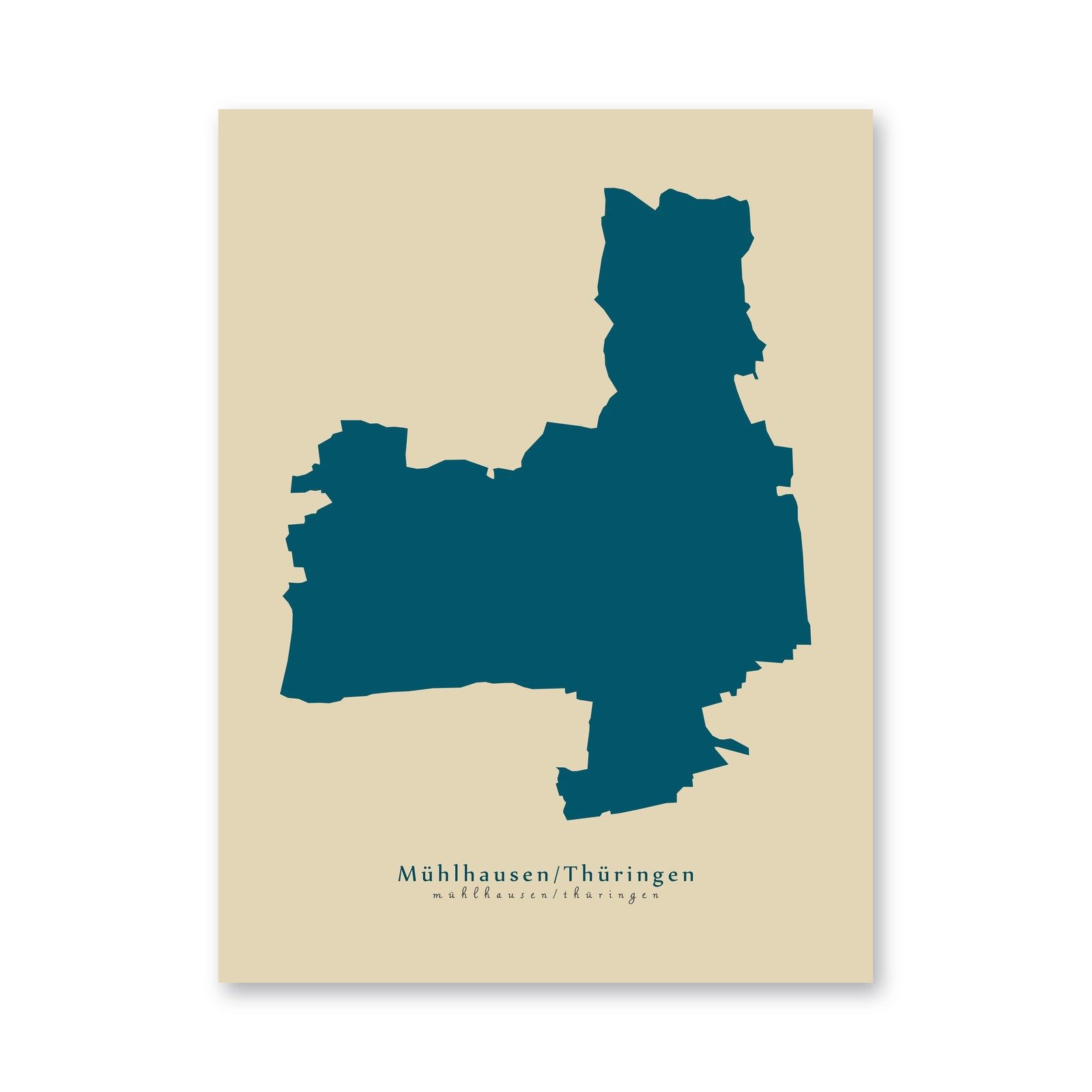 Mühlhausen/Thüringen Karte (Thüringen) - Moderne Landkarte - Wandbild Kunstdruck Poster Map