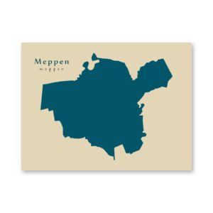 Meppen Karte (Niedersachsen) - Moderne Landkarte - Wandbild Kunstdruck Poster Map