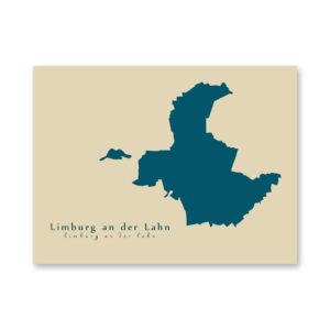 Limburg an der Lahn Karte (Hessen) - Moderne Landkarte - Wandbild Kunstdruck Poster Map