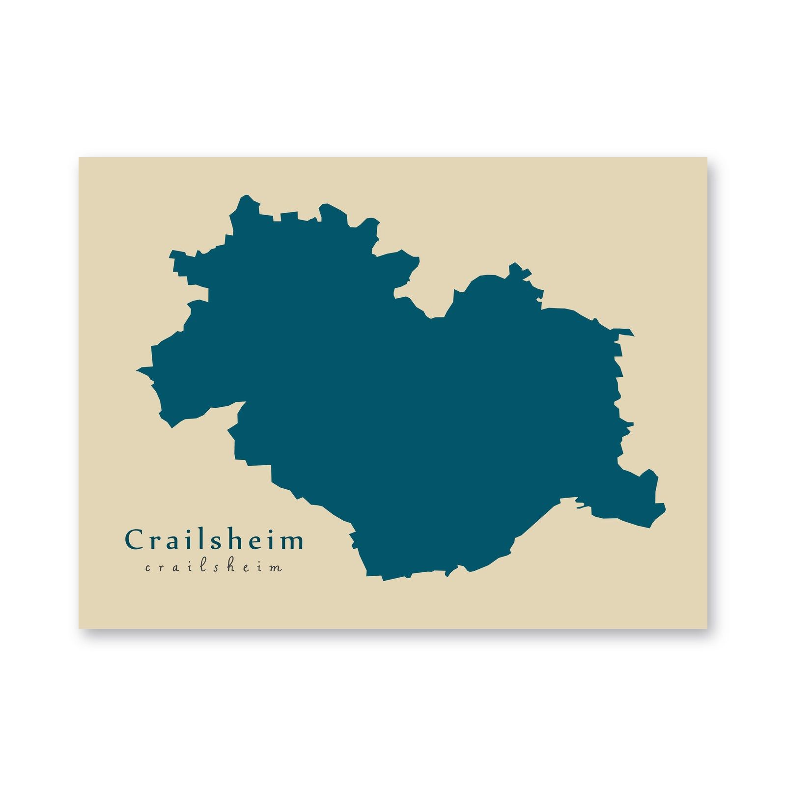 Crailsheim Karte (Baden-Württemberg) - Moderne Landkarte - Wandbild Kunstdruck Poster Map