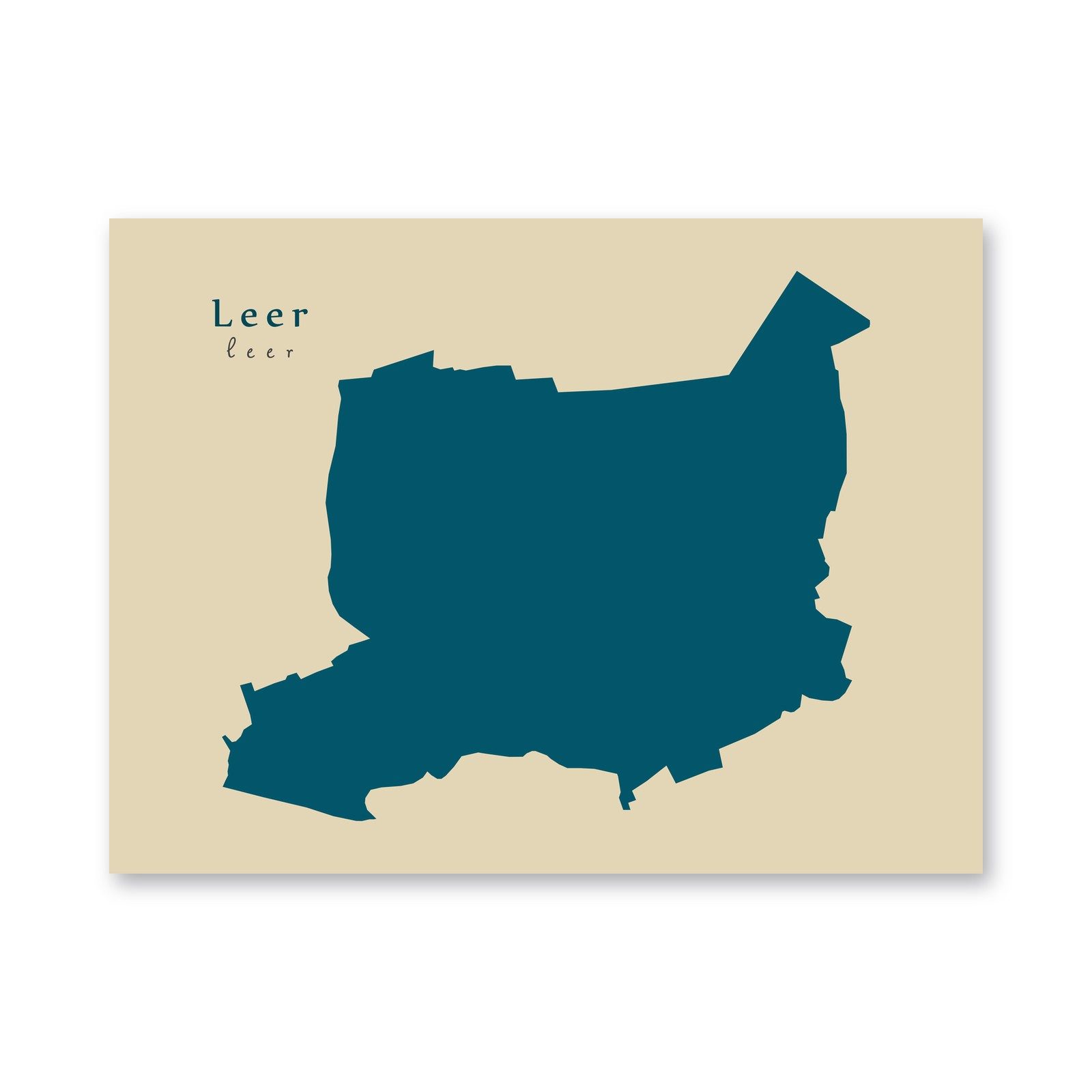 Leer Karte (Niedersachsen) - Moderne Landkarte - Wandbild Kunstdruck Poster Map
