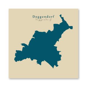 Deggendorf Karte (Bayern) - Moderne Landkarte - Wandbild Kunstdruck Poster Map