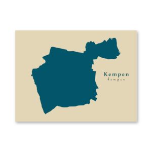 Kempen Karte (Nordrhein-Westfalen) - Moderne Landkarte - Wandbild Kunstdruck Poster Map